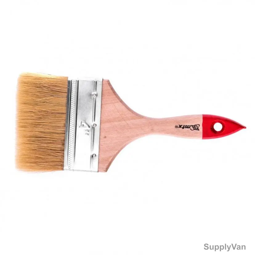 Mtx Flat Paint Brush With Wooden/Metal Handle, 825459, Natural Bristle, 4 Inch — image 1