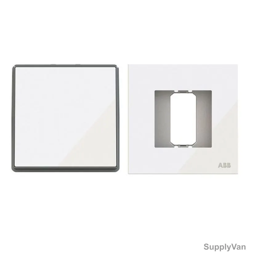 ABB Electrical Switch With Rocker Frame, AMD11544-WG+AMD5044-WG, Millenium, 1 Gang, 2 Way, 20A, White Glass — image 1