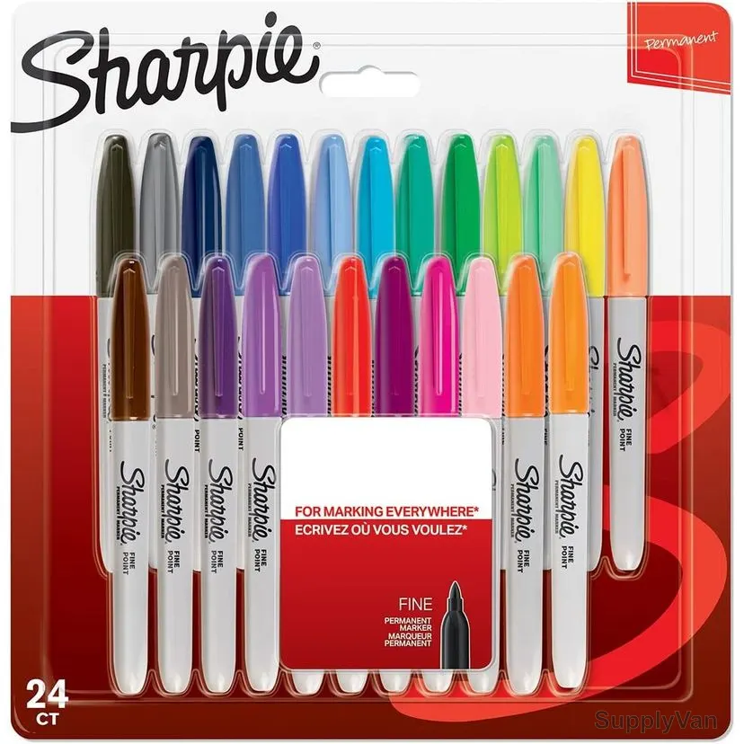 Sharpie Permanent Marker, SP-2065405, 0.9MM Tip Size, Assorted Colors, 24 Pcs/Set — image 1