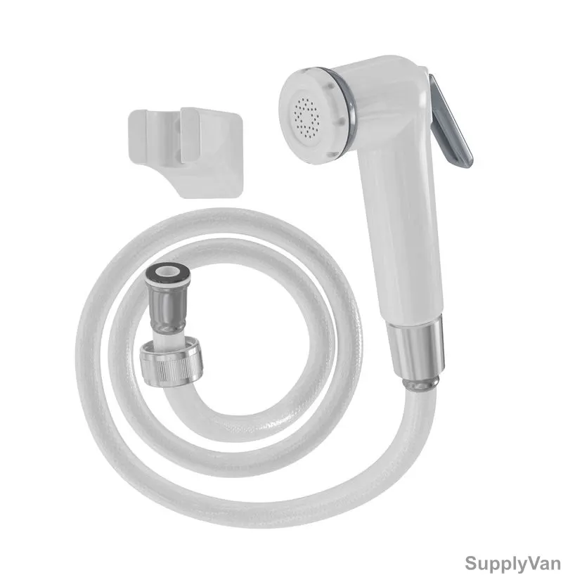 Mega Shut-Off Hand Shower With Braided Hose, 3028, ABS/PVC, 1/2 Inch Inlet Size, White