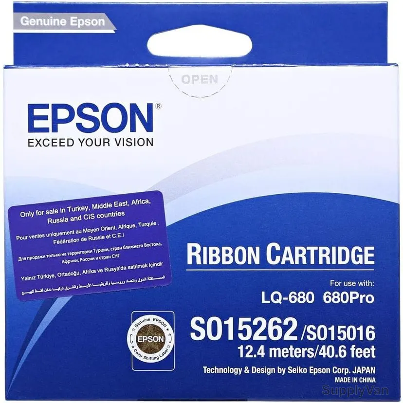 Epson Ribbon Cartridge, SO15016, 12.4 Mtrs, Black — image 1