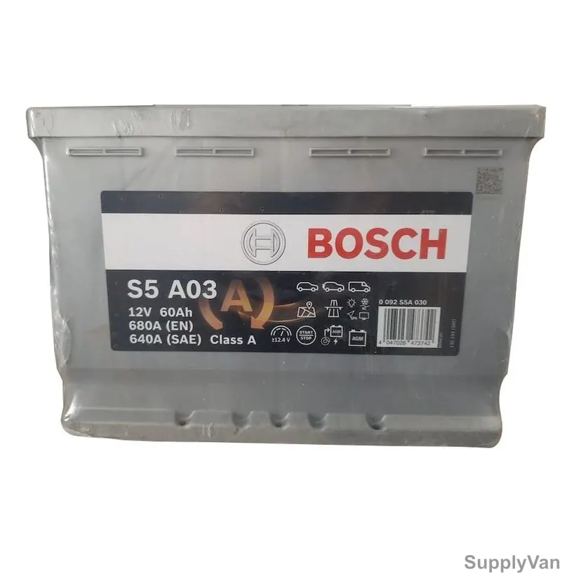Bosch S5 A03 Starter Battery, 0092S5A030, 12V, 60Ah, 680A