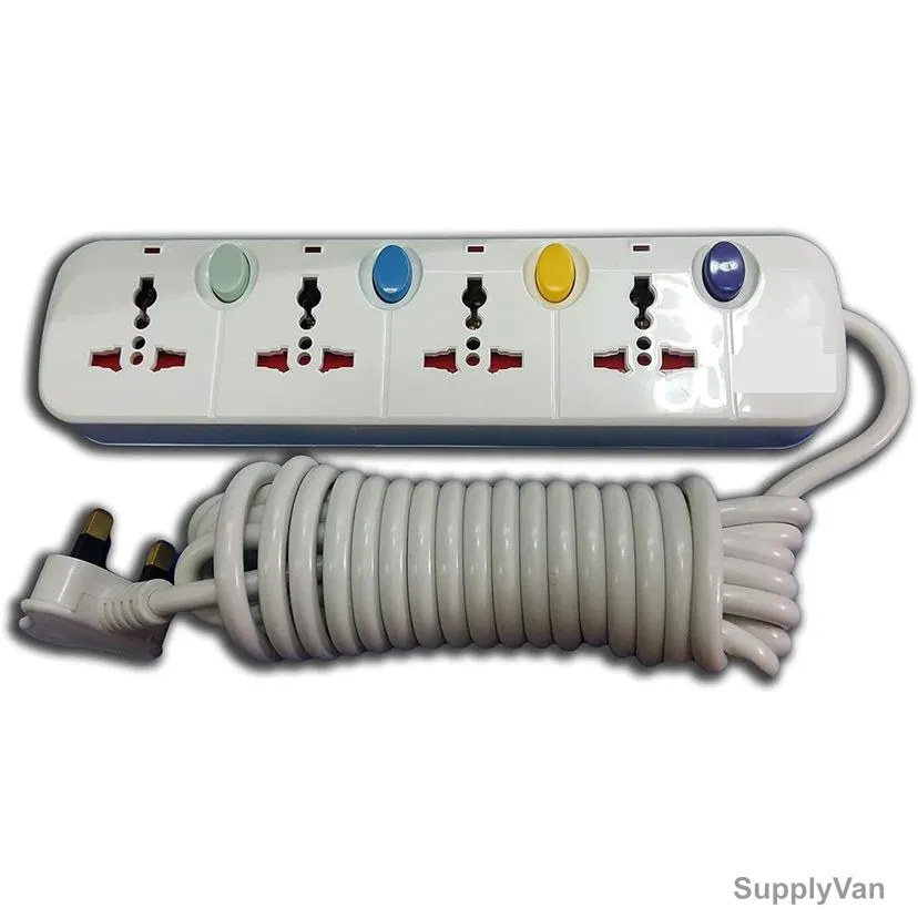 Veto Power Extension Socket, 4 Way, 13A, White