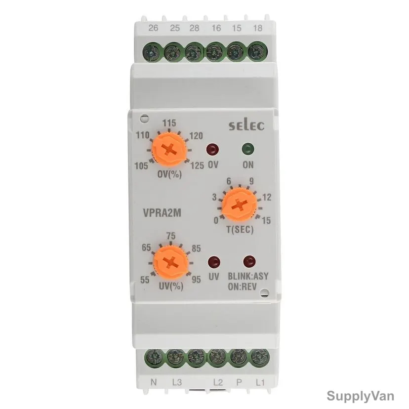 Selec Analog Voltage Protection Relay, VPRA2M, 415V, 35MM Width x 96MM Height