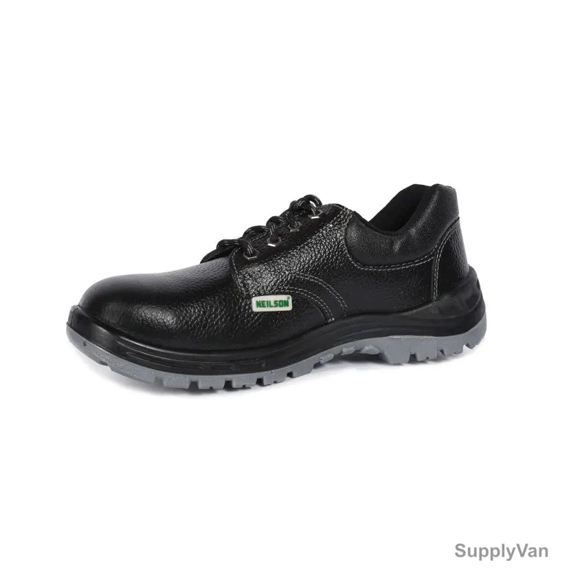 Neilson Wide Fit Low Ankle Safety Shoes, NI4, Leather, S3 SRA, Steel Toe, Size38, Black/Grey