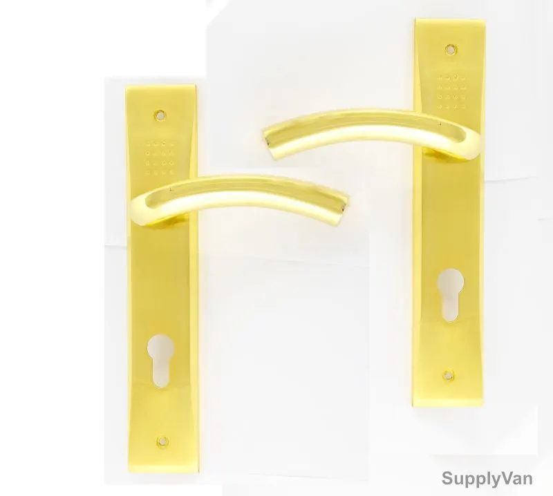 Robustline Lever Handle with lock, SAF-19, Brass Material, Gold Colour