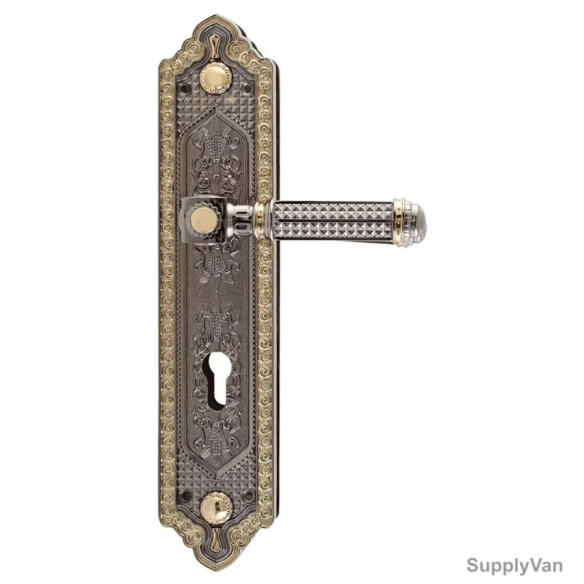ACS Big Door Handle, DD42-AA60-BN-GP, Zinc, Black and Gold