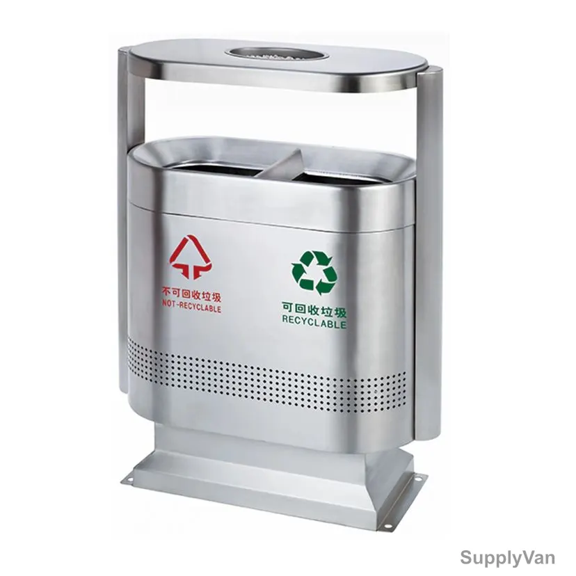 Stainless Steel Coated 2 Compartment Recycle Bin, 51 Ltrs Capacity