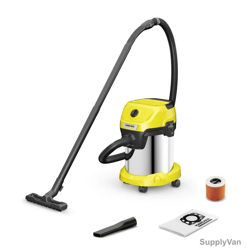 Karcher WD 3 S V-17/4/20 Wet and Dry Vacuum Cleaner, 16281530, 1000W, 230 mBar, 17 Ltrs Tank Capacity