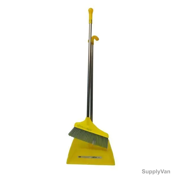 Moonlight Long Handle Dust Pan With Broom, 53405, 72CM, Yellow