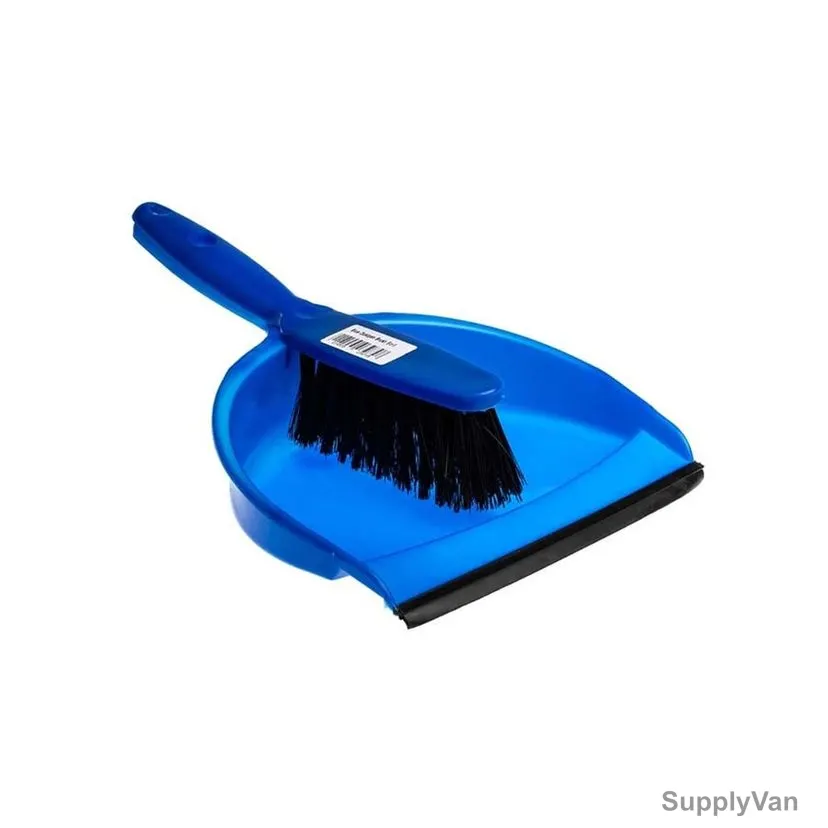 Akc Dustpan and Brush Set, DP19B, Plastic/Rubber, Blue