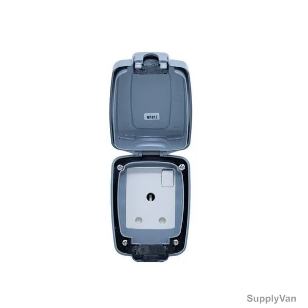 MK Compact Weatherproof Switched Socket, MSC86893GRY, Masterseal, 1 Gang, 15A, Grey — image 1