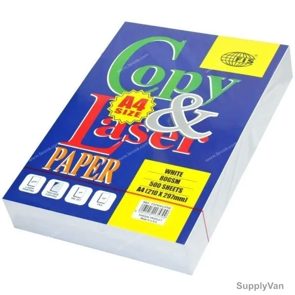 FIS Copy and Laser Photocopy Paper, FSPWA4JFNE, Paper, 80 GSM, 500 Sheets, A4, White, PK500