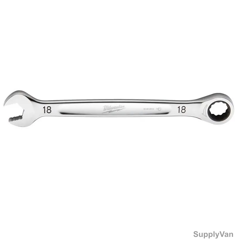 Milwaukee Ratcheting Combination Wrench, 4932471511, MaxBite, Chrome Plated, 18MM