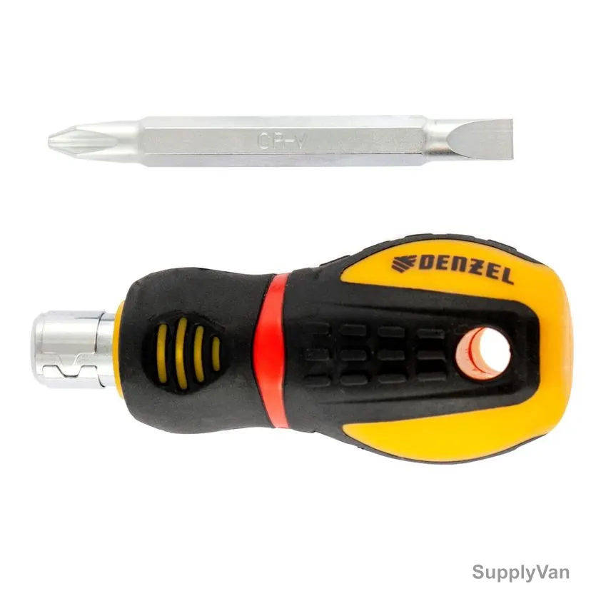 Denzel 2 In 1 Stubby Screwdriver, 7711581, PH2 x SL1/4 Inch — image 1