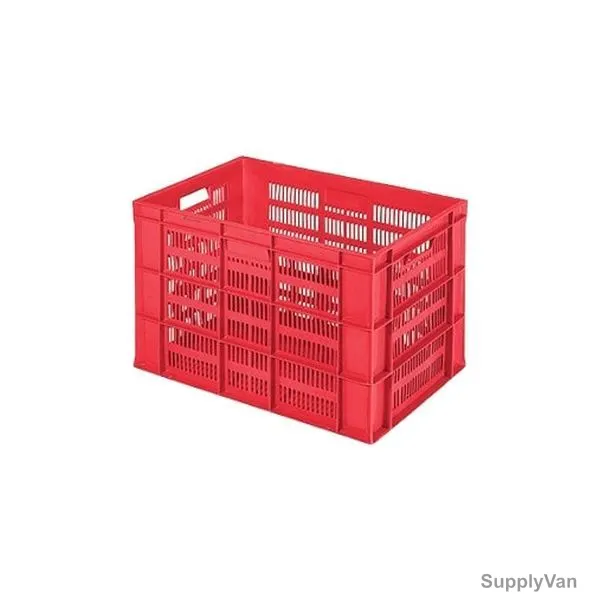 Ventilated Crate, 1185, HDPE/Polypropylene, 540MM Height x 660MM Width x 1060MM Length, Red