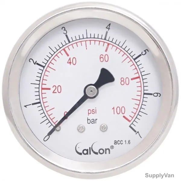 Calcon Pressure Gauge, CC18D, 63MM, 1/4 Inch, NPT, 0-7 Bar