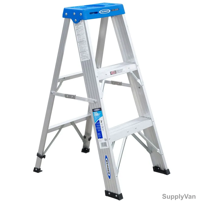 Werner Single Sided Step Ladder, 363, Aluminium, 3 Feet Height, 113 Kg Weight Capacity — image 1