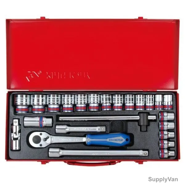 Kingtony Socket Wrench Set, 4028SR, 1/2 Inch Drive, 24 Pcs/Set