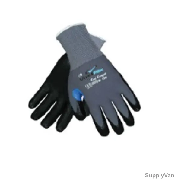 Vaultex Knitted Gloves With Thumb Crotch, KTP, Nitrile Coated, L, Grey/Black
