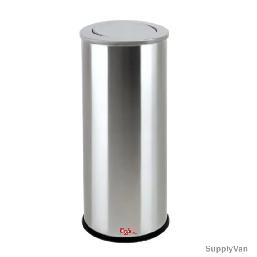 Akc Swing Lid Trash Bin, SS23-50, Stainless Steel, 70CM Height x 38CM Width, Silver