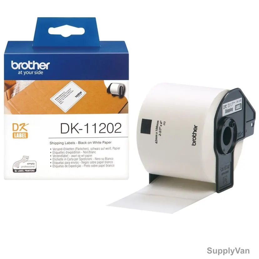 Brother Label Roll, DK11202, 62 x 100MM, Black On White — image 1