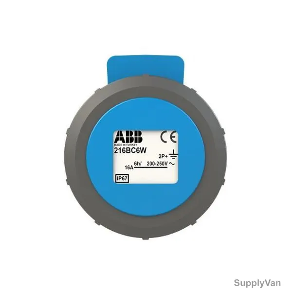 ABB Pin and Sleeve Connector, 216BC6W, 3 Pole, 16A, Blue and Grey — image 1