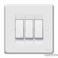 Tenby Light Switch, 7732, 3 Gang, 2 Way, 10A, 250VAC