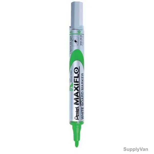 Pentel White Board Marker, PE-MWL5S-D, Maxiflo, 4.0MM, Green, 12 Pcs/Pack