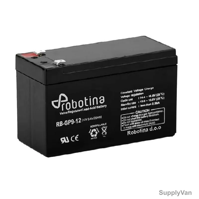 Robotina Valve Regulated Lead-Acid Battery, RB-GP9-12, AGM, 12V, 9Ah/20Hr