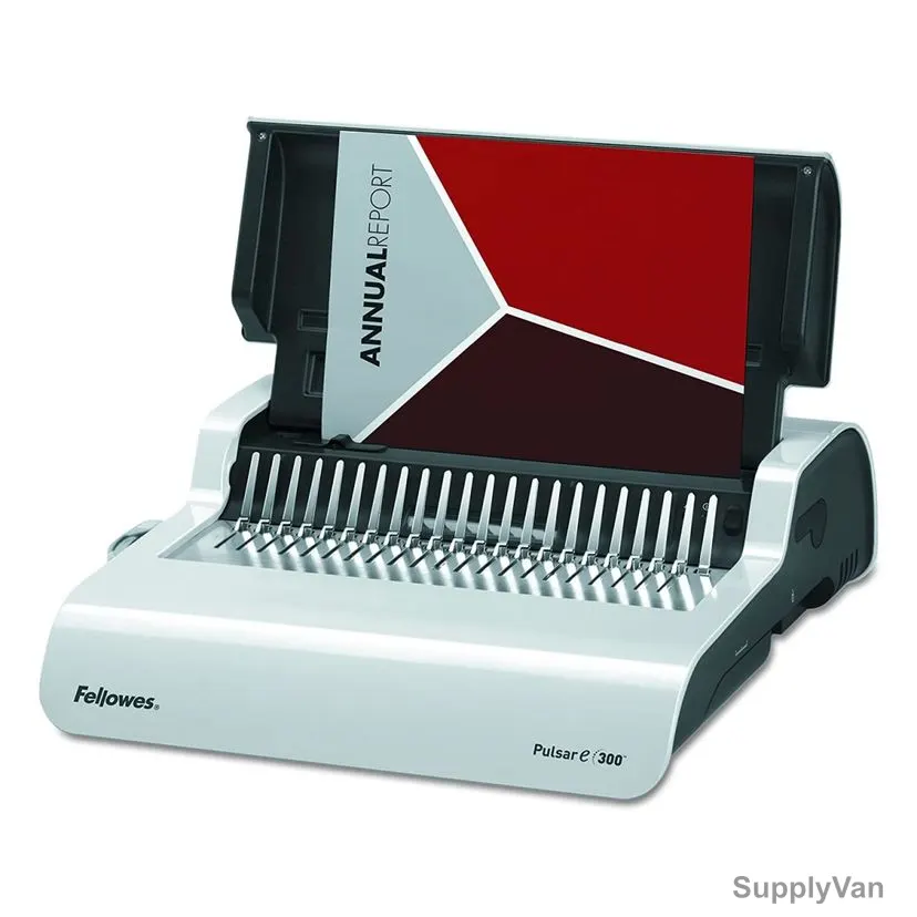 Fellowes Comb Binding Machine, Pulsar-E-300, 300 Sheets, Black/White — image 1