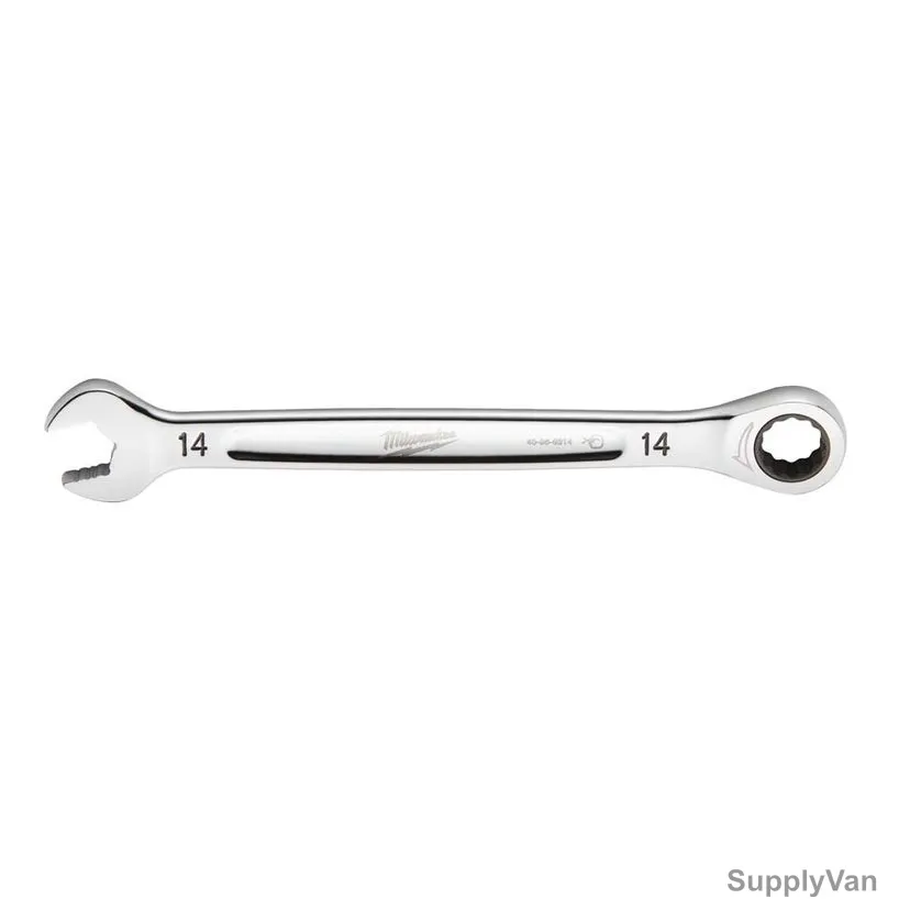 Milwaukee Ratcheting Combination Wrench, 4932471507, MaxBite, Chrome Plated, 14MM