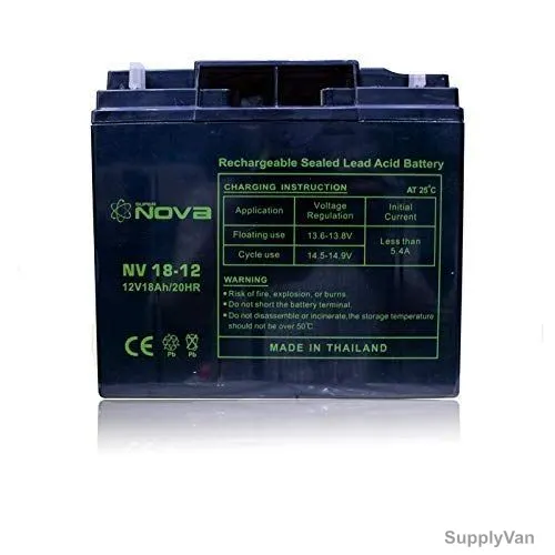 Nova Rechargeable Sealed Lead Acid Battery, NV18-12, 12V, 18Ah/20Hrs