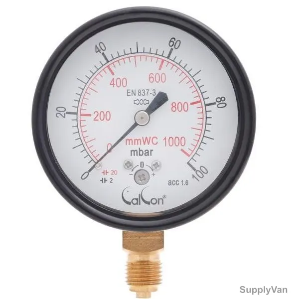 Calcon Capsule Pressure Gauge, CC9A, 63MM, 1/4 Inch, BSP, 0-100 Mbar — image 1