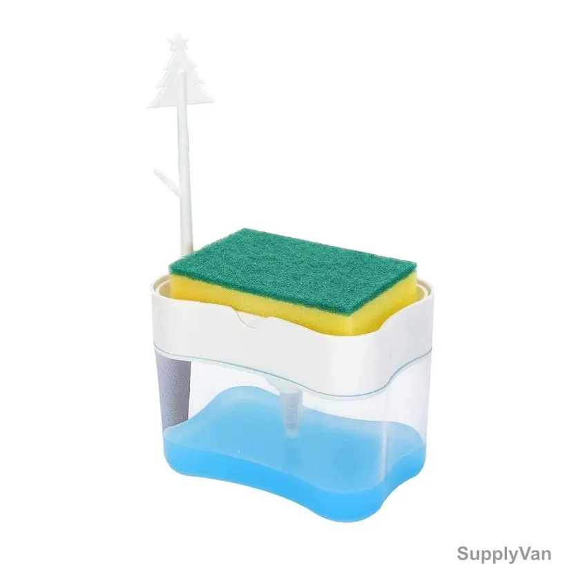 Lifeezy Countertop Kitchen Soap Dispenser With Sponge, ABS Plastic, 13 Oz Capacity, White — image 1