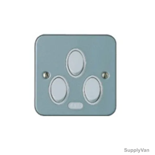 Abb Electrical Switch, CSWM301, Metal Clad Series, 3 Gang, 1 Way, 10A