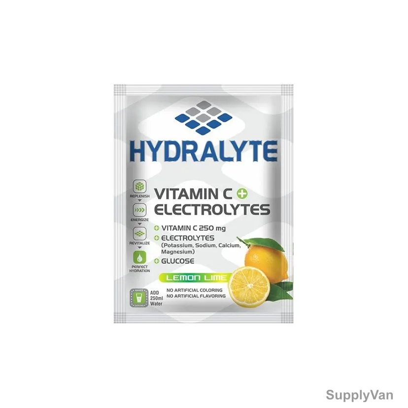 Hydralyte Hydration Sports Vitamin C Electrolyte Drink Powder, Lemon Flavor, 10GM, 300 Pcs/Carton