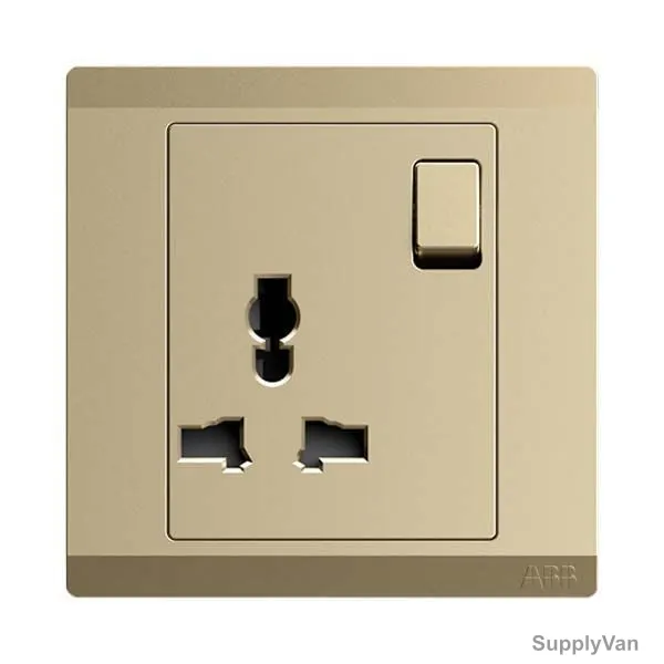Abb Single Pole Universal Switch Socket, BL294-PG, Inora, 1 Gang, 13A, Royal Gold