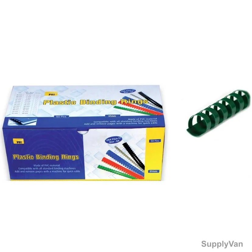 PSI Binding Ring, PSBR51GR, Plastic, 450 Sheets, 51mm, Green, 50 Pcs/Pack