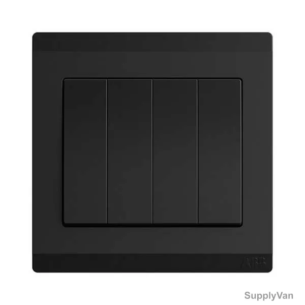 Abb Electrical Switch, BL104-885, Inora, 4 Gang, 1 Way, 10AX, Starry Black