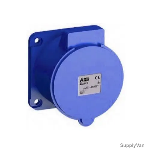 Abb Straight Flange Panel Mounting Outlet, 232BR6W, 200-250V, IP67, 32A, Blue