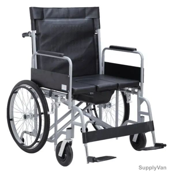3W Commode Wheel Chair, 3W-607-70, Steel, Black