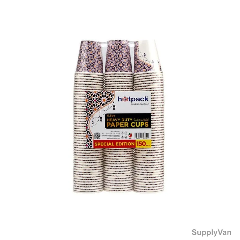 Hotpack Ramadan Theme Heavy Duty Single Wall Paper Cup, 6.5 Oz, 150 Pcs/Pack