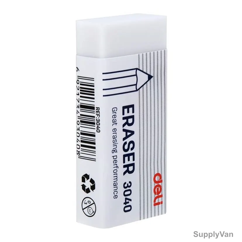 Deli Eco-PVC Eraser, E3040, 64 x 24MM, White