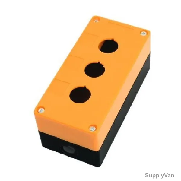 Latching Button Control Box, 3 Hole, Yellow