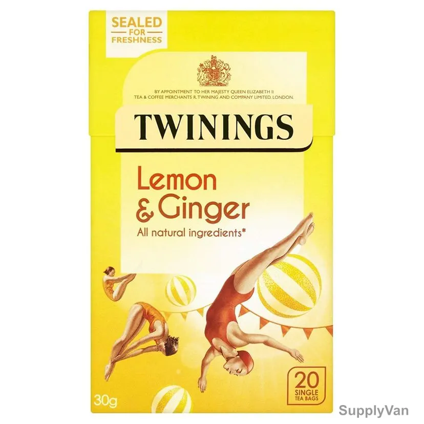 Twinnings Lemon and Ginger Tea Bag, 30GM, 20 Bags/Pack
