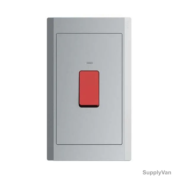 Abb DP Switch With Neon, BL143-G, Inora, 1 Gang, 1 Way, 45AX, Classic Grey — image 1