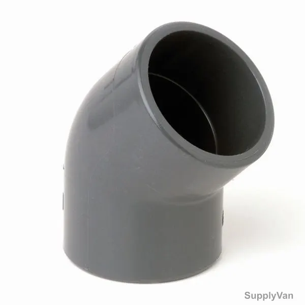 Georg Fischer HP Elbow, 45 Deg, PVC, 1-1/2 Inch, Grey