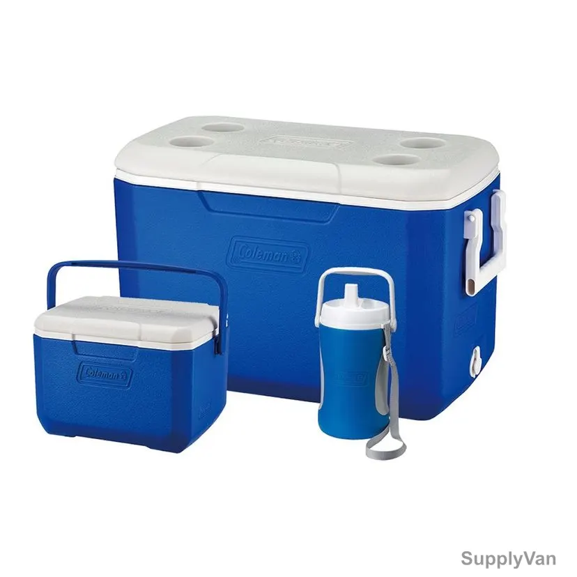 Coleman Cooler Box Combo, 2000036078, Poly-Lite, HDPE, 45.4 Ltrs Capacity, Blue, 3 Pcs/Set