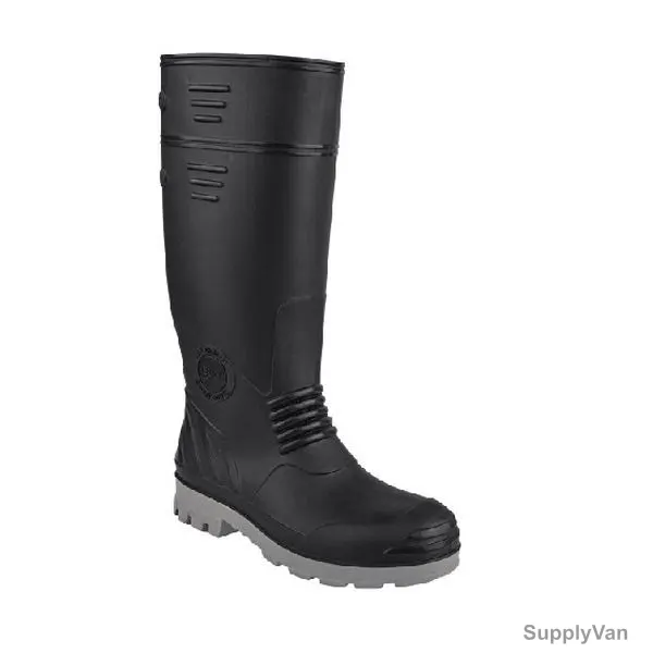Hillson Double Density Steel Toe Safety Gumboots, HTRPD, Torpedo 212, 15 Inch Height, PVC, Size39, Black — image 1